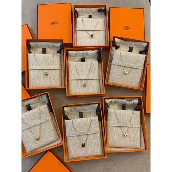 圖片 Hermes 愛馬仕 經典H字母設計 Mini pop H 白金 黑金 黑玫瑰金 項鍊