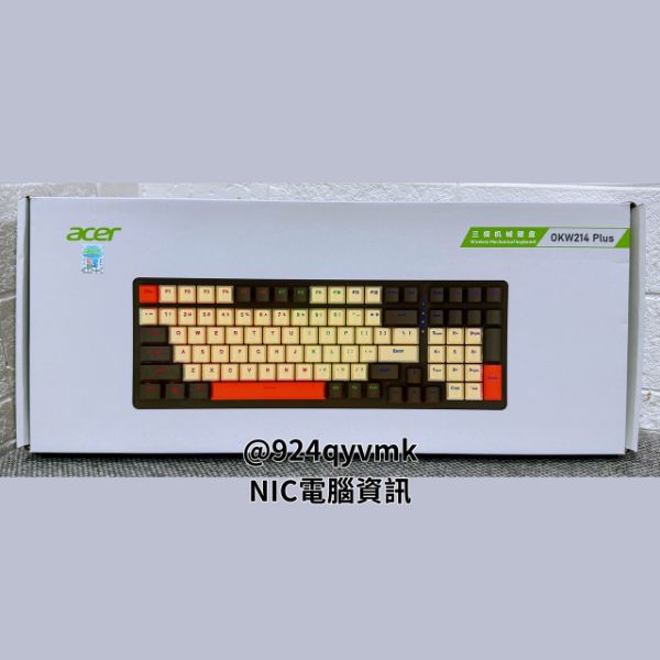 圖片 宏碁 Acer 三模機械鍵盤 OKW214 Plus 全新無線充電版機械鍵盤【青軸】【海外平輸】