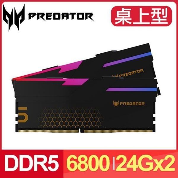 圖片 宏碁 Acer Predator Hermes RGB 48GB(雙通24GB*2)DDR5 6800黑/CL34
