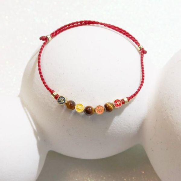 圖片 【手編蠟繩】平安喜樂 |虎眼石|保平安 小孩蠟繩手鍊| 大員囡仔