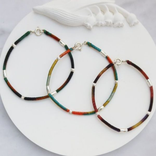 圖片 【手編蠟繩】橢圓珠 X金剛結X純銀蠟線手鍊 老少咸宜 | 大員囡仔