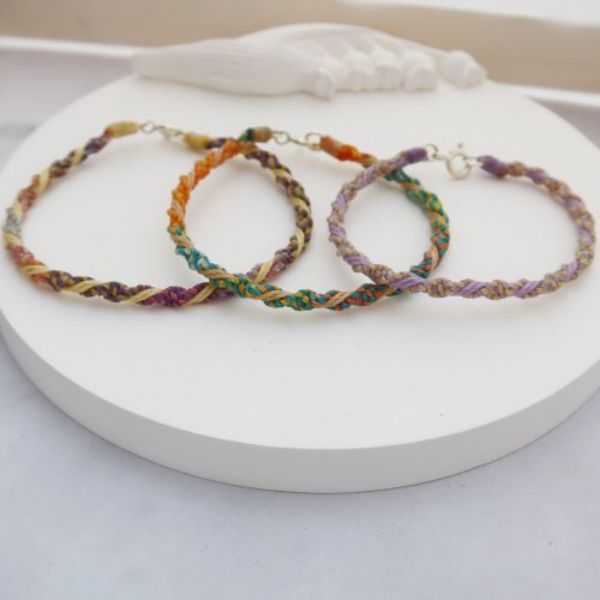 圖片 【手編蠟繩】波浪雙平結 | 漸層雙色 幸運蠟線手鍊 | 大員囡仔