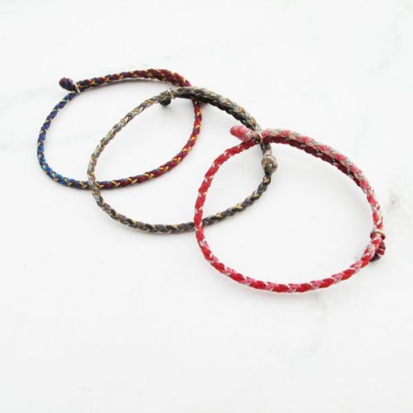 圖片 【手編蠟繩】彩色漸層 極細蠟線 幸運手鍊 | 大員囡仔