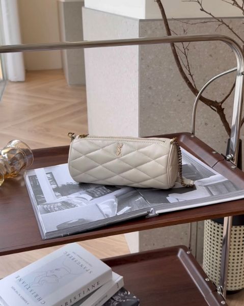 圖片 【YSL】迷你羊皮圓筒包 白色