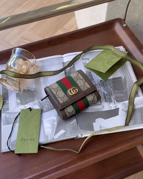 圖片 【GUCCI】GG OPHIDIA 翻蓋短夾 老花