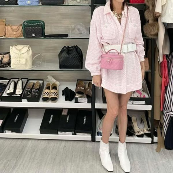 圖片 Chanel 郵輪系列秀款 粉白毛呢針織開衫外套