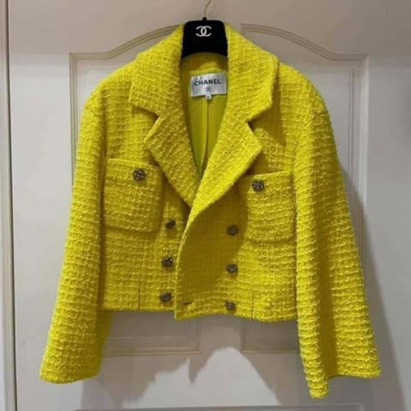 圖片 Chanel 22s 檸檬黃針織毛呢短版西裝外套