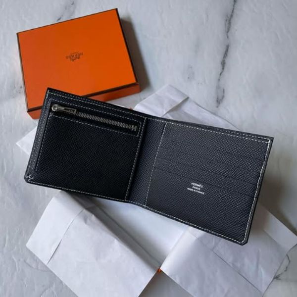 圖片 Hermes 黑色H對開短夾