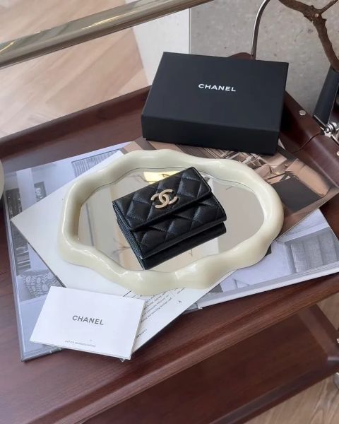 圖片 【CHANEL】22B 荔枝雙層卡包 黑金