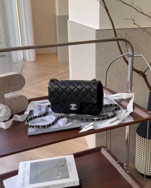 圖片 【CHANEL】CF20 荔枝紋鏈條包 黑銀