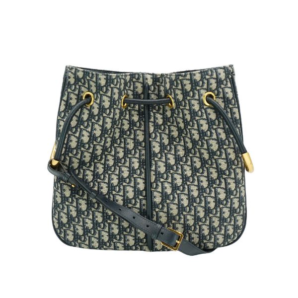 圖片 Dior Nolita 展示品 緹花布金屬手提斜背水桶包(藍)