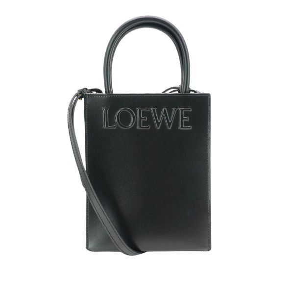 圖片 Loewe 展示品 Standard A5 浮雕字母小牛皮二用托特包(黑)