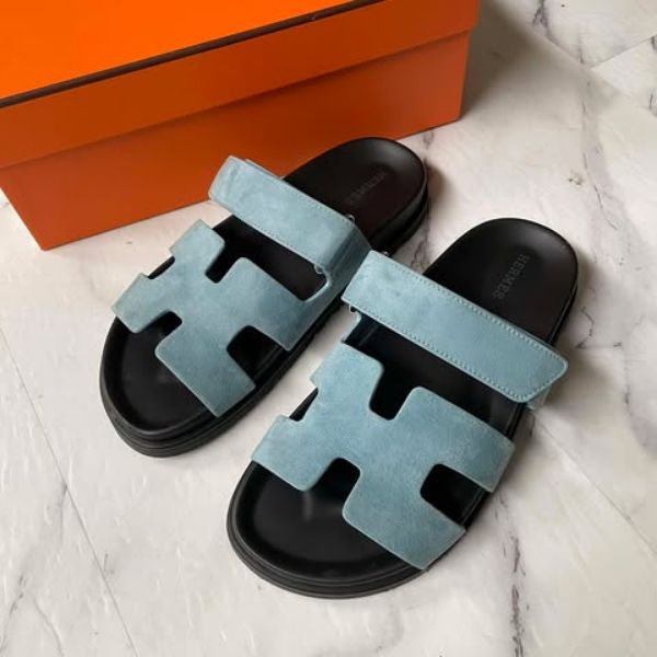 圖片 Hermes 礦物藍麂皮二舅拖