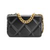 圖片 Chanel 19 菱格羊皮三色鍊斜背包 Woc(AP3267-黑)