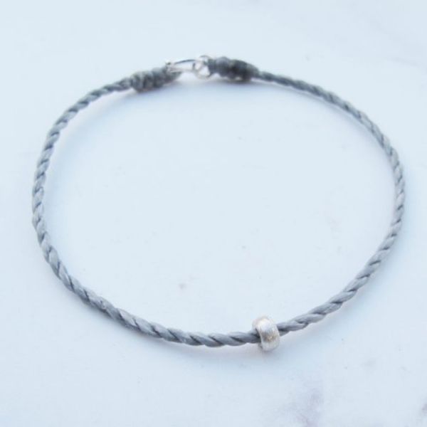 圖片 【手編蠟繩】長雪花銀珠 | 幸運蠟繩手鍊 | 大員囡仔