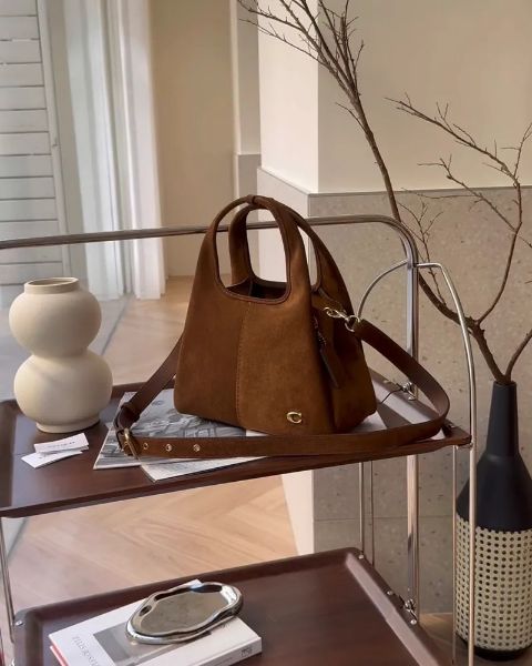 圖片 【COACH】LANA23籃子 麂皮棕色