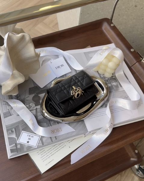 圖片 【DIOR】MY DIOR 經典籐格內拉鍊卡包 黑金