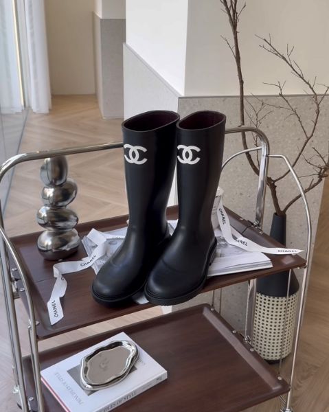 圖片 【CHANEL】經典LOGO雨靴 黑色