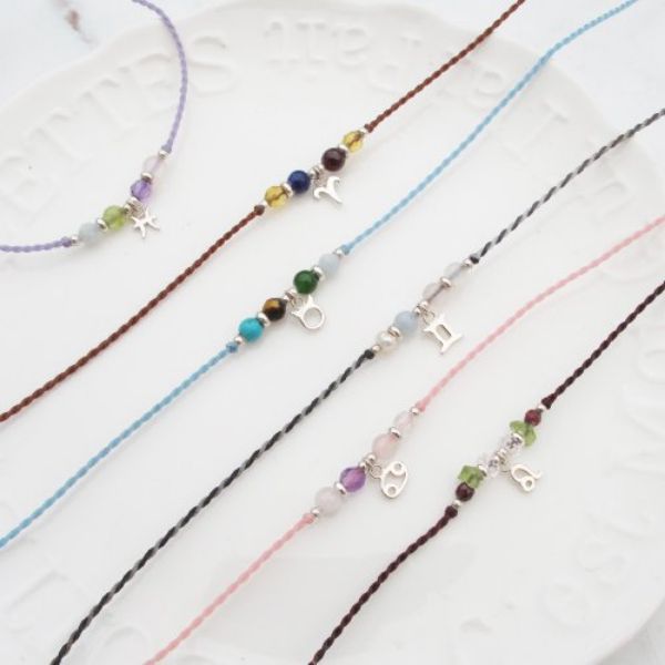 圖片 【客製手編蠟繩】12星座幸運石 | 正能量蠟繩極細手鍊 | 大員囡仔