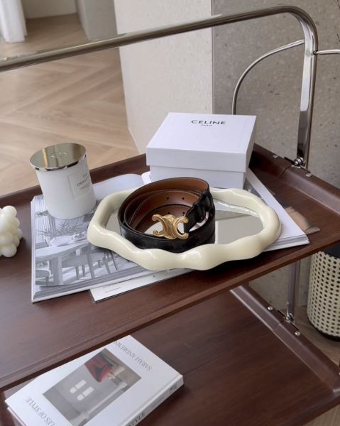 圖片 【CELINE】凱旋門中號皮帶 深老花 寬2.5CM