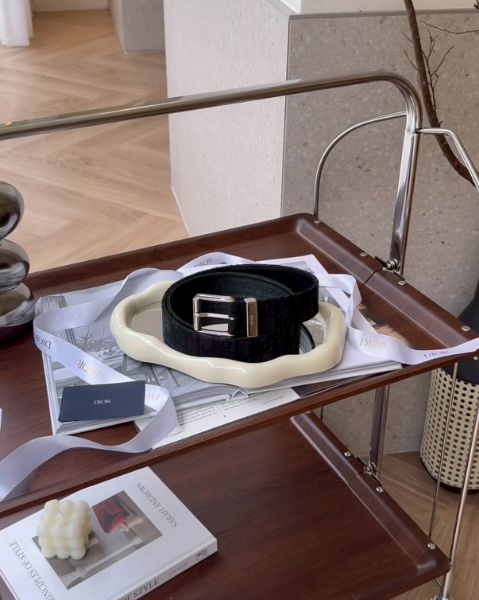 圖片 【DIOR】經典老花皮帶 寬3.5CM 黑色