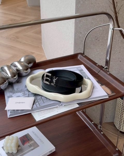 圖片 【YSL】MONOGRAM 皮帶 黑銀