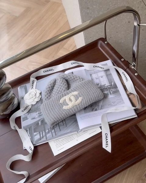 圖片 【CHANEL】25K 雙C毛帽 藍灰色