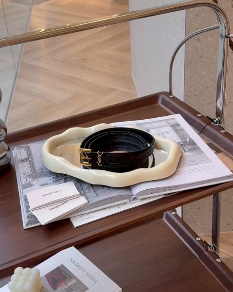 圖片 【YSL】鱷魚紋皮帶 寬2CM 黑金