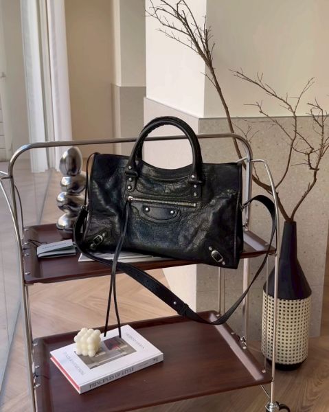 圖片 【BALENCIAGA】機車包中號 黑銀