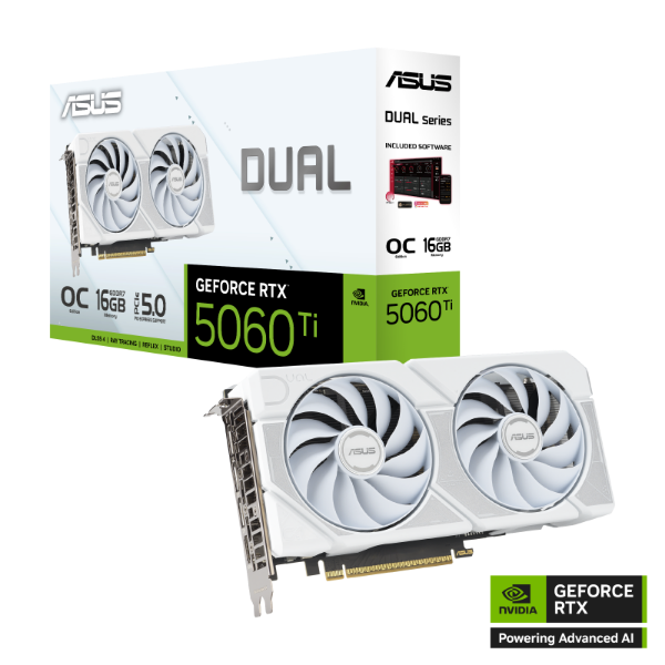 圖片 華碩 DUAL-RTX5060TI-O16G-WHITE(2632MHz/23cm/雙風扇/註冊四年保/白)