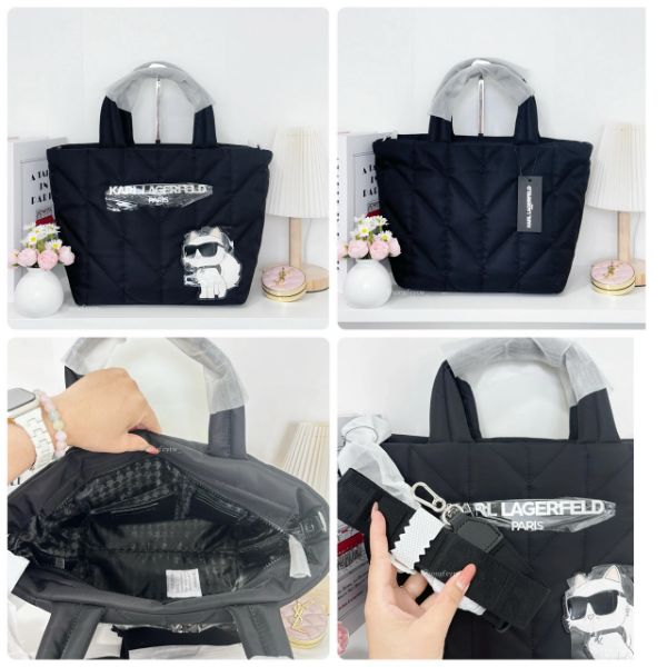 圖片 Karl Lagerfeld 卡爾 尼龍 菱格紋 字母托特包