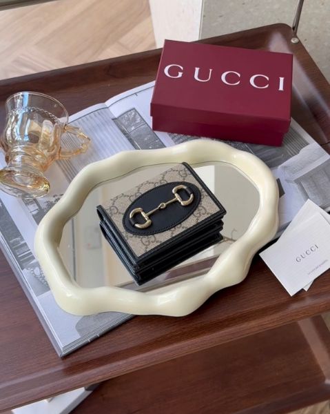 圖片 【GUCCI】HORSEBIT 1955 對開短夾 黑色老花