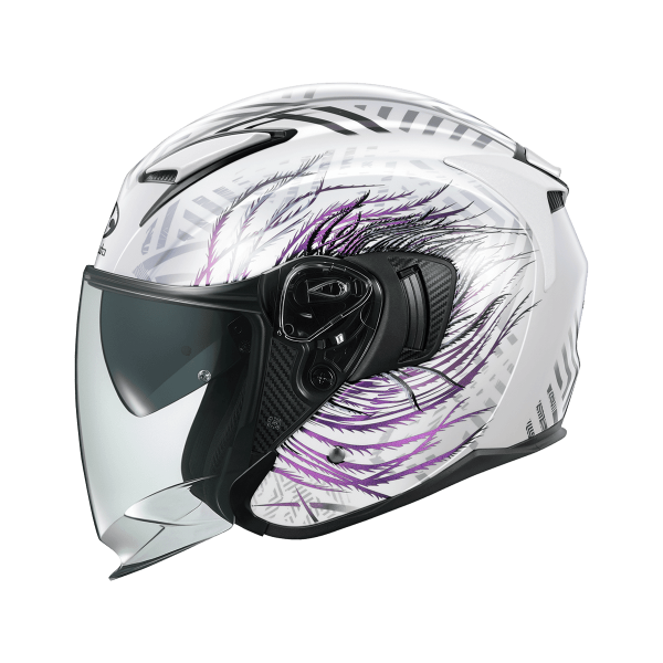 圖片 OGK KABUTO EXCEED2 PLUME 亮白紫 代理雙D釦 安全帽 內墨片 EXCEED