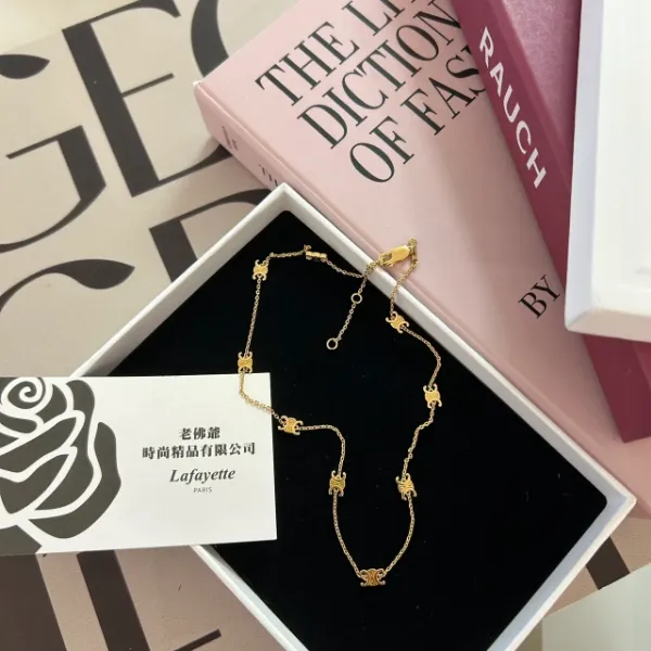 圖片 CELINE TRIOMPHE 金色飾面黃銅迷你頸鏈