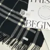 圖片 BURBERRY 100%喀什米爾寬版格紋黑白色圍巾