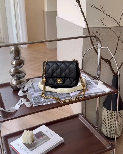 圖片 【CHANEL】25S 愛心調節扣方胖20CM 黑色