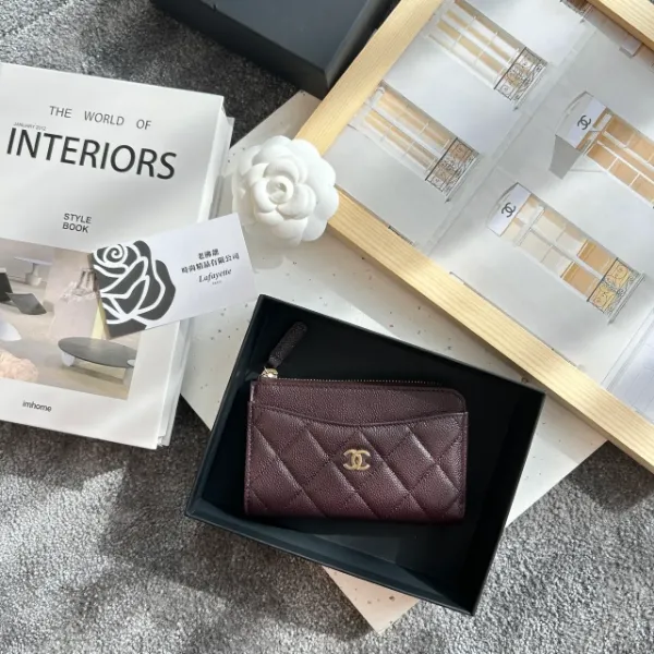 圖片 CHANEL COCO 酒紅色L型卡夾包