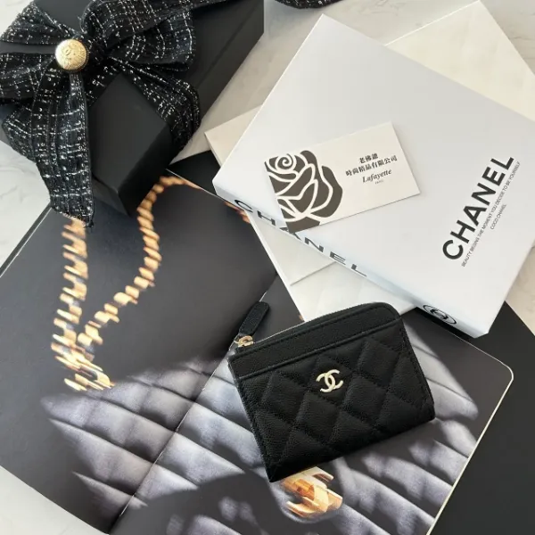 圖片 CHANEL COCO 26P 黑金L型拉鏈卡夾包