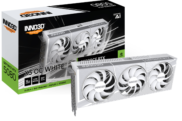 圖片 INNO3D RTX5080 X3 OC WHITE(2640MHz/30cm/超頻三風扇/註四年/映雪)