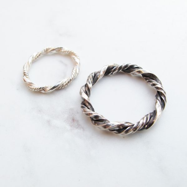 圖片 【手工客製銀飾】纏繞麻花 | 純銀情侶對戒 | 大員囡仔 