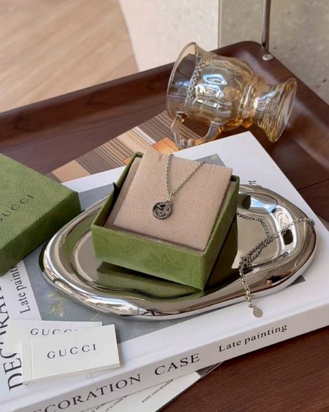 圖片 【GUCCI】雙G互扣做舊項鍊 男女同款 銀色