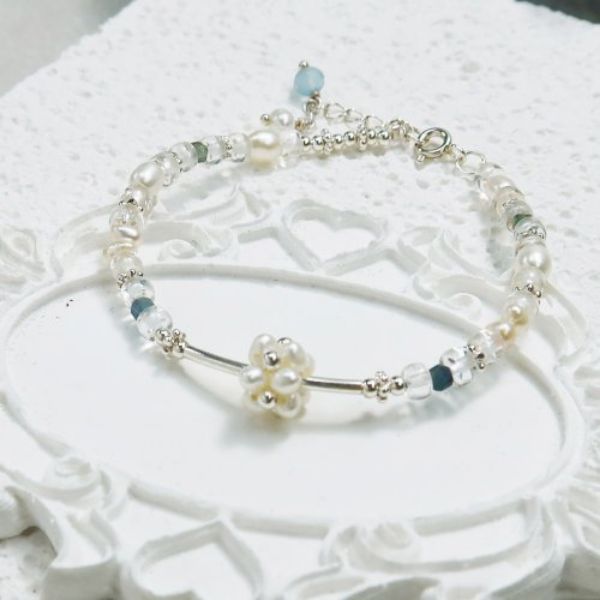 圖片 【水晶手串】輕奢×珍珠x海藍寶x白水晶x碧璽 水晶手鍊手串
