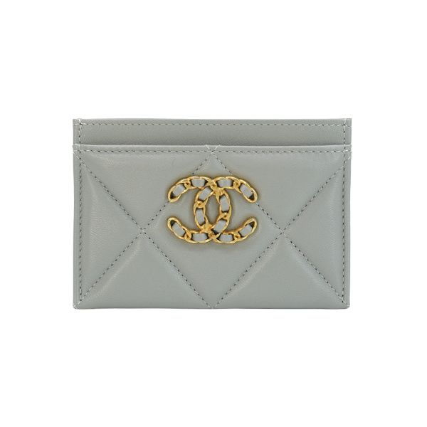 圖片 Chanel 19 金logo菱格紋羊皮卡夾(AP1167-灰)