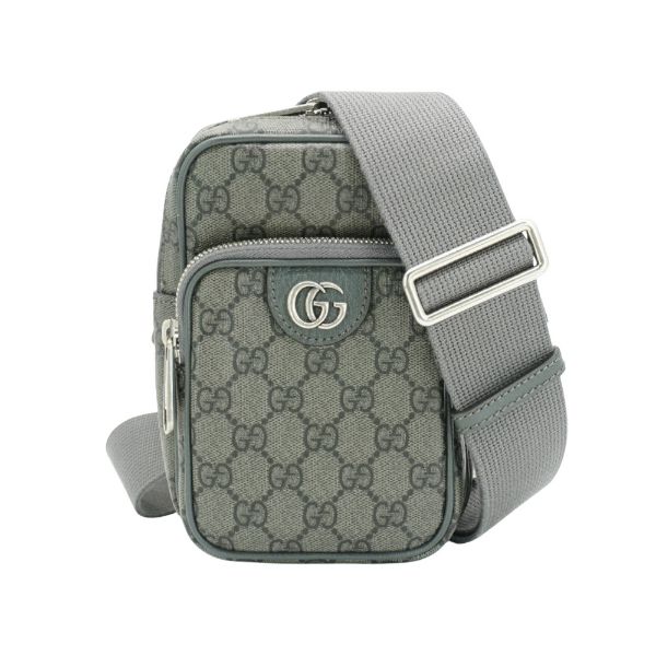 圖片 Gucci 展示品 Ophidia GG 直式雙拉鍊斜背包(752565-灰)