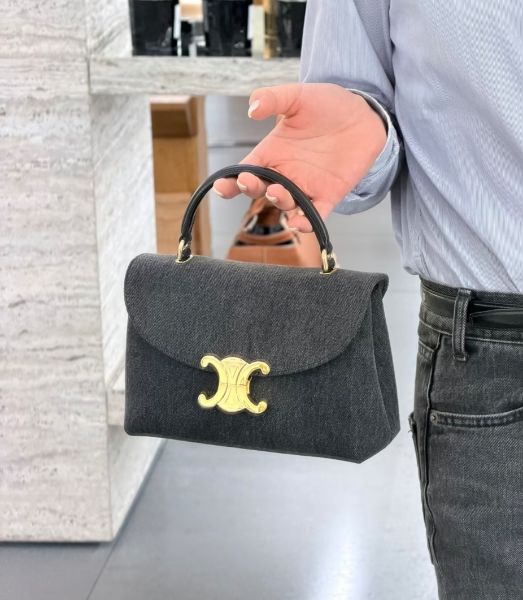 圖片 《我最便宜!全新正品》Celine TEEN NINO 凱旋門深碳灰色 手提肩背包