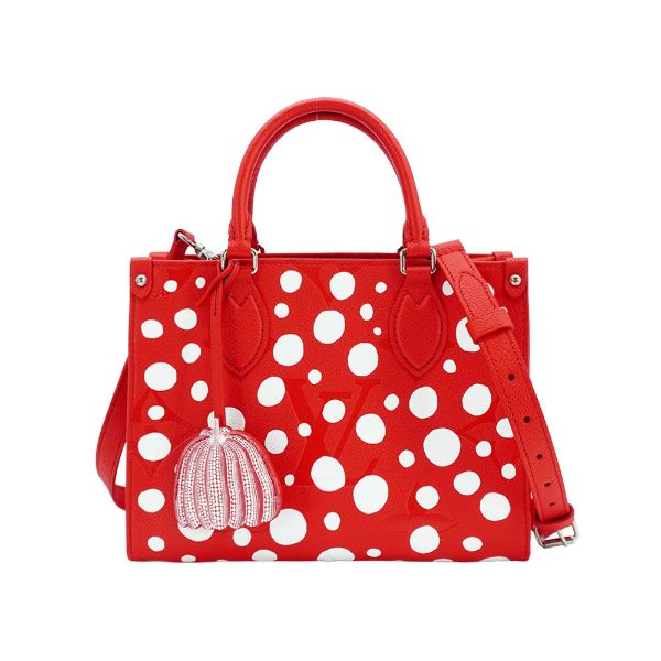 圖片 Louis Vuitton xYK 草間彌生 OnTheGo PM 圓點壓花牛皮二用包(M46412-紅)