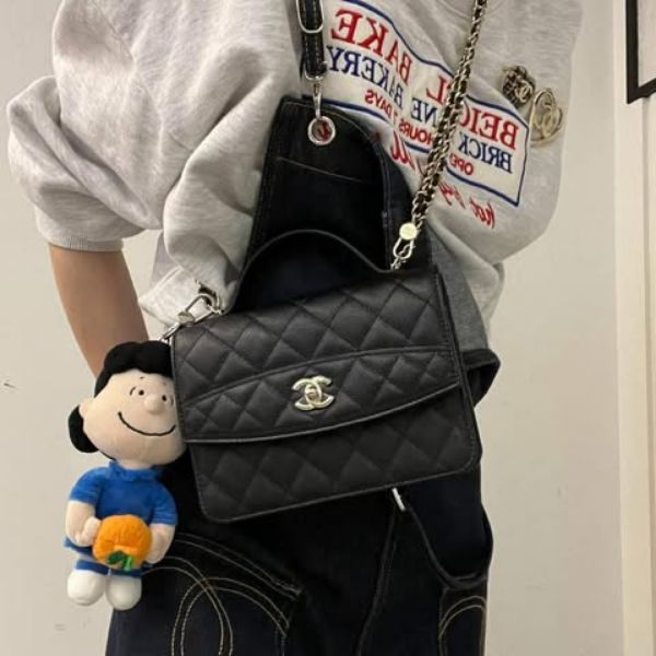 圖片 Chanel 25c黑金荔枝3way mini後背包