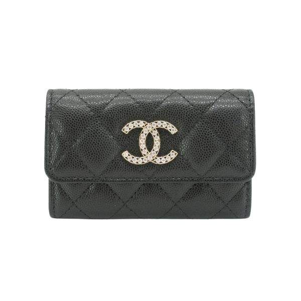 圖片 Chanel 粒紋牛皮水鑽logo卡夾(AP3400-黑)