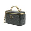 圖片 Chanel 展示品 菱格羊皮縷空金手把二用化妝包(AP3663-黑)