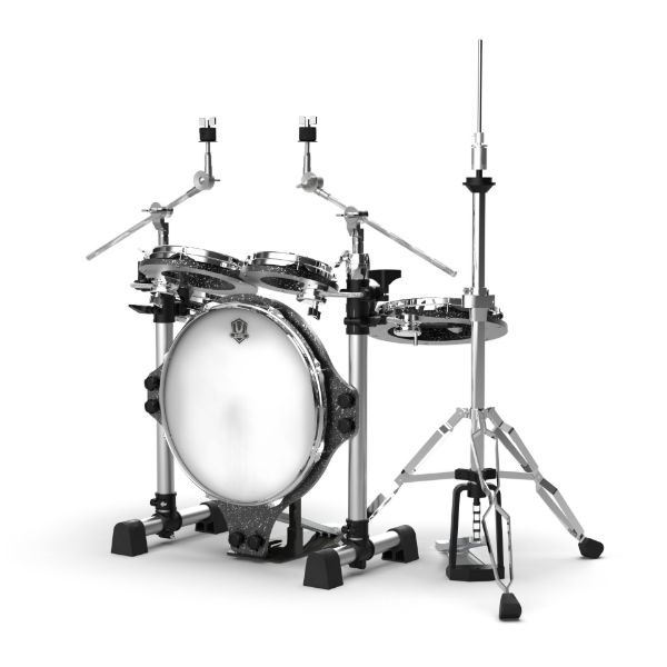 圖片 BUFFALO Roadster系列 RS-516RSH 5-Piece 閃銀 旅行 便攜 摺疊 全配 鼓組(含踏板及HH架)